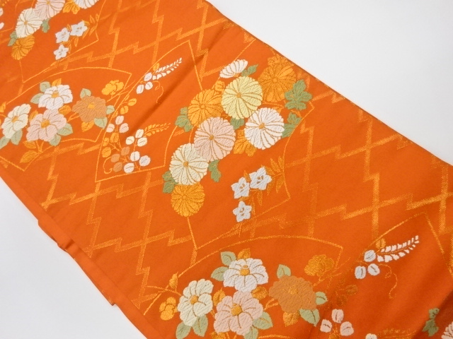 JAPANESE KIMONO / VINTAGE NAGOYA OBI / WOVEN CAMELLIA & KIKU